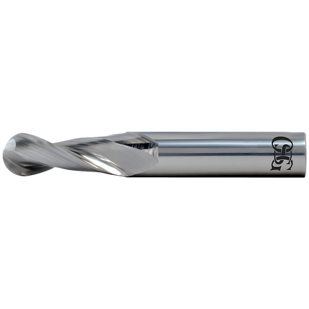 Ball End Mill: 0.625" Dia, 1.625" LOC, 2 Flute, Solid Carbide