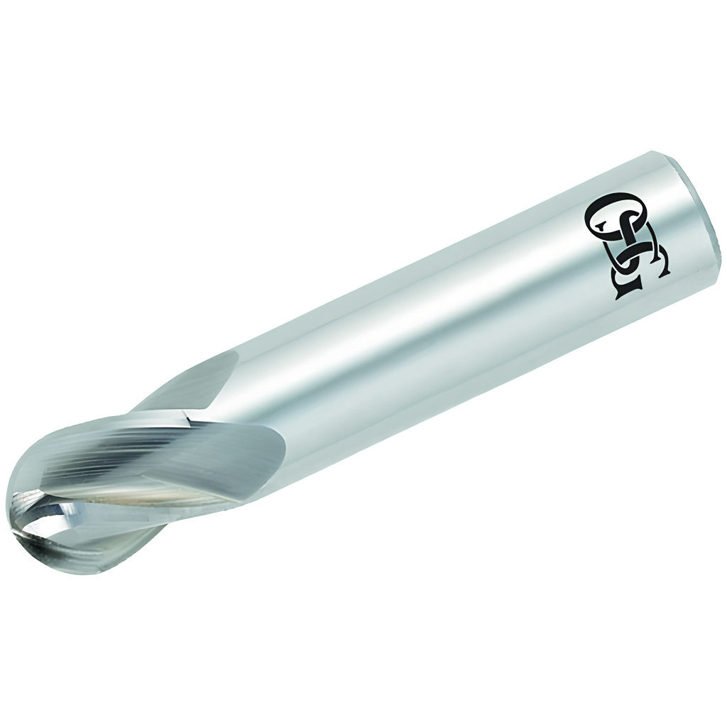 OSG Ball End Mill: 3/8" Dia, 5/8" LOC, 4 Flute, Solid Carbide - 2" OAL, 3/8" Shank Dia, 30 deg Helix, TiCN Finish, Single End, 414BN