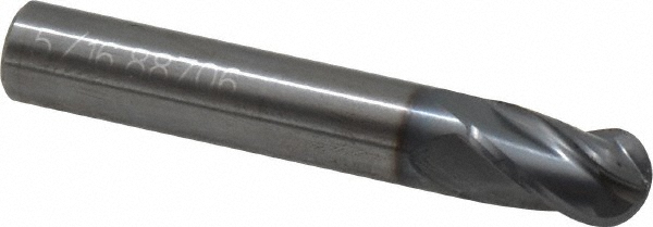 OSG 414-3125-BN08 Ball End Mill: 0.3125" Dia, 0.5" LOC, 4 Flute, Solid Carbide Image