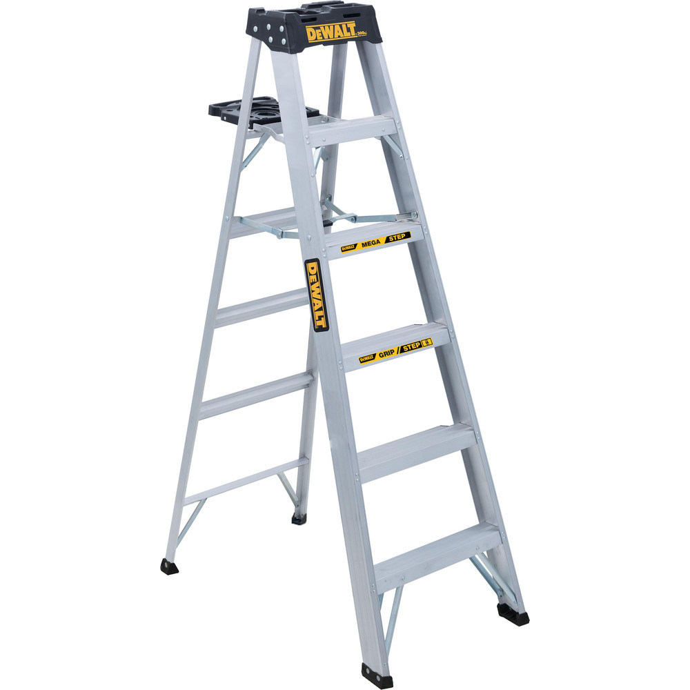 5 Step Aluminum Foldable Step Ladder: Type IA 300 lb Capacity 6' Height - 23-1/2" Base Spread