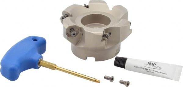 3.37" Cut Diam, 1" Arbor Hole, 0.18" Max Depth of Cut, 50° Indexable Chamfer & Angle Face Mill