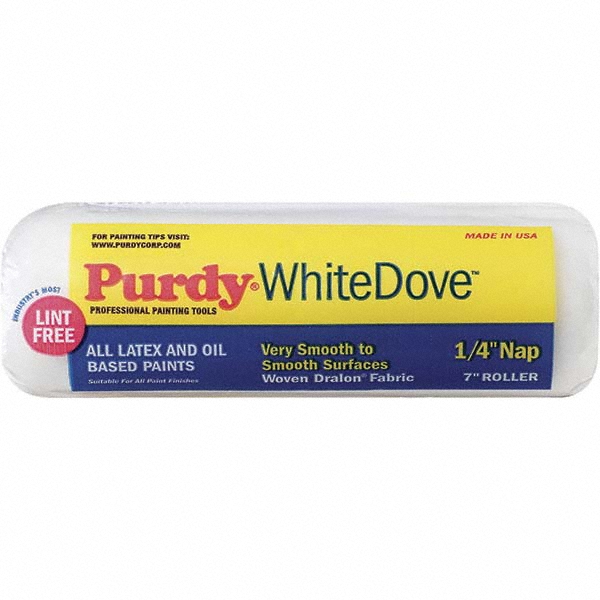 Paint Roller Cover: 1/4" Nap, 7" Wide - Smooth to Semi-Smooth Texture, Woven Dralon Fabric