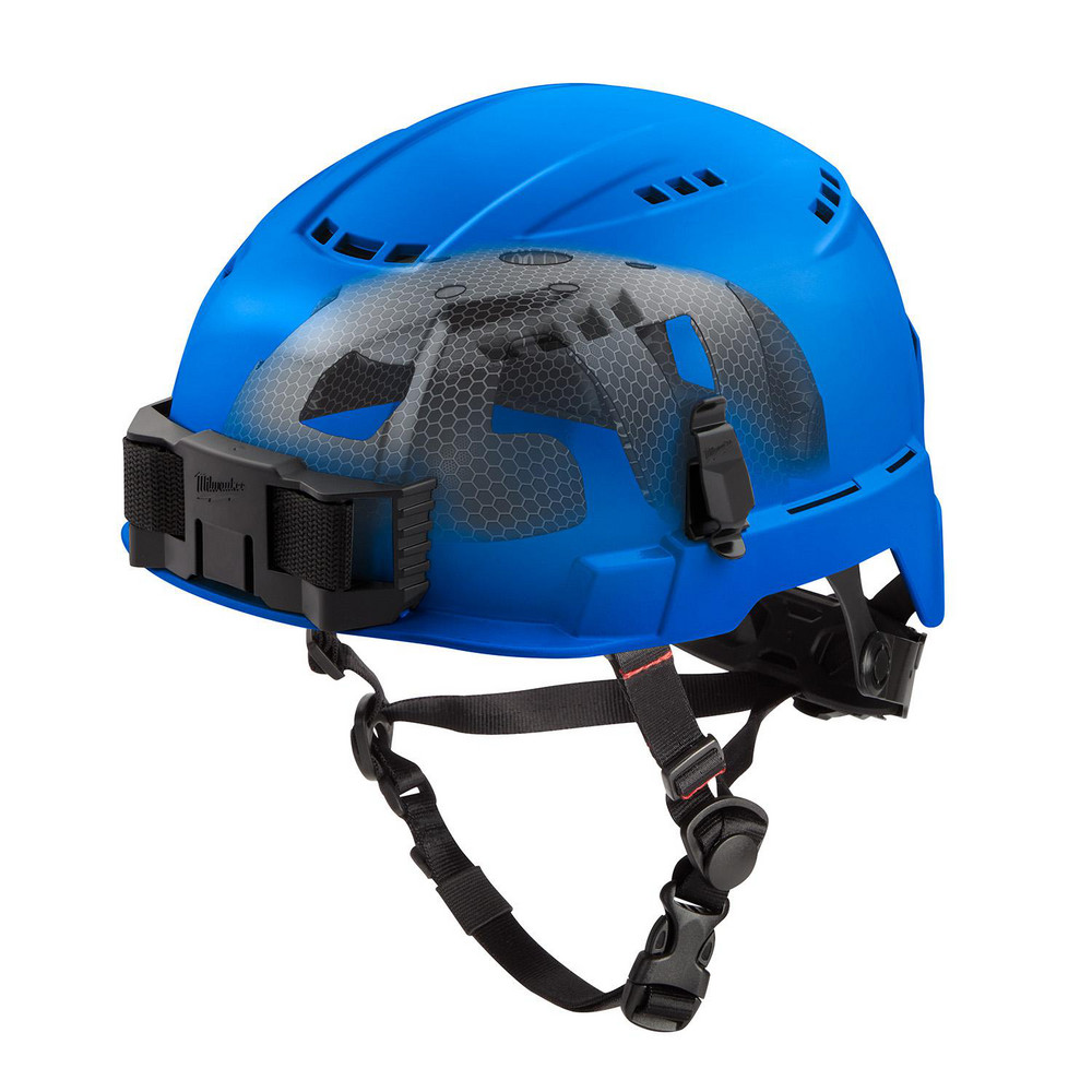 Hard Hat: Vented, Type II, Class C, Adjustable Ratchet Suspension - Blue, Plastic, Impact-Resistant