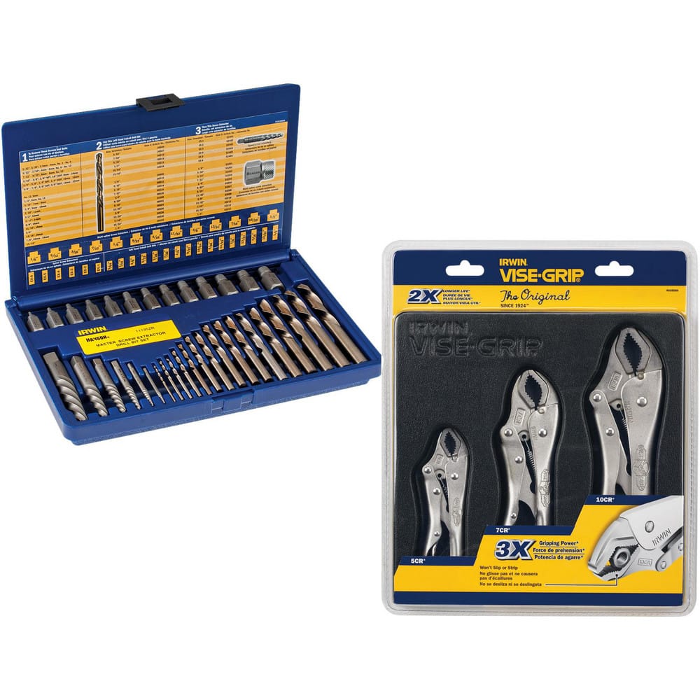 Screw Extractor Set: 35 Pc, With Vise-Grip Pliers, Black Tray