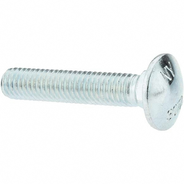 Carriage Bolt: 3/8-16, 2" Length Under Head, Square Neck