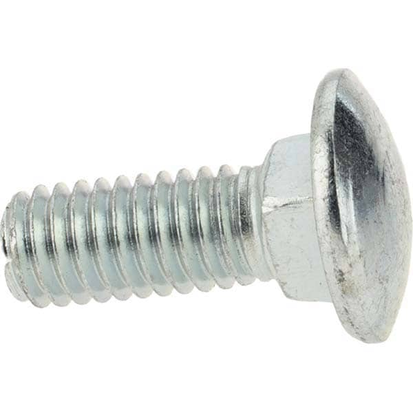 Carriage Bolt: 3/8-16, 1" Length Under Head, Square Neck