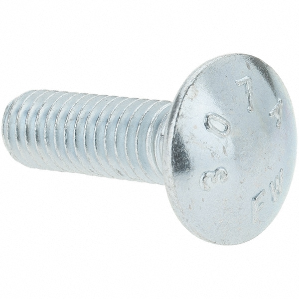 Carriage Bolt: 3/8-16, 1-1/4" Length Under Head, Square Neck