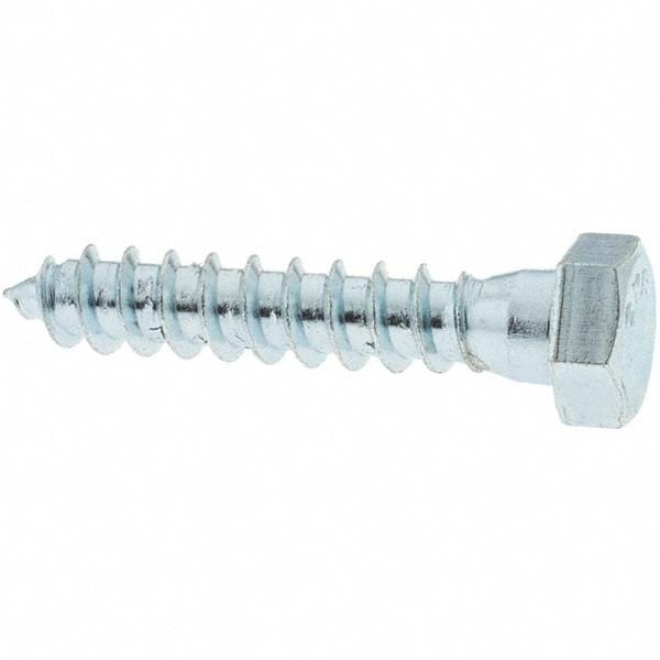 3/8 Screw, 2" Length Under Head, Steel, Hex Head Lag Screw