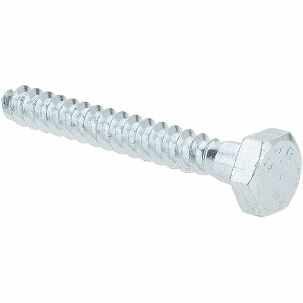 1/4 Screw, 2" Length Under Head, Steel, Hex Head Lag Screw