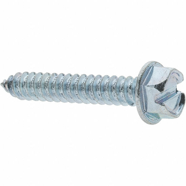 Sheet Metal Screw: 1/4, Hex Washer Head, Slotted