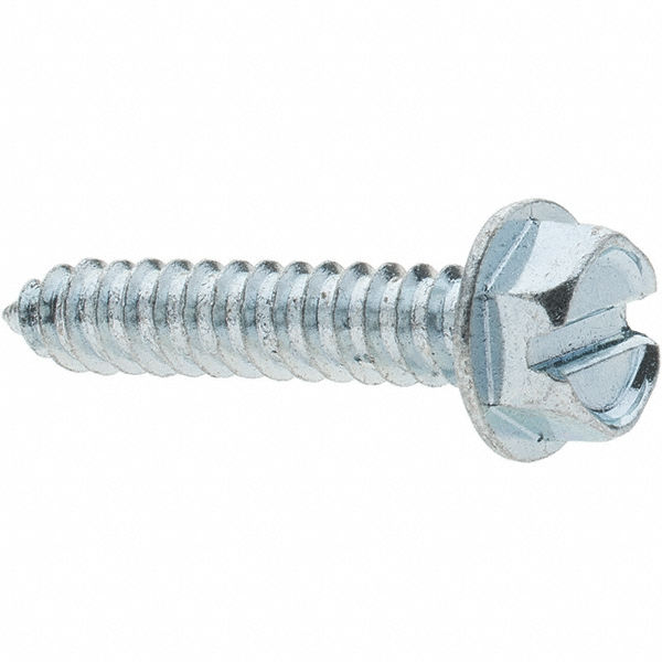 Sheet Metal Screw: 1/4, Hex Washer Head, Slotted