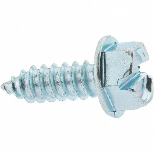 Sheet Metal Screw: 1/4, Hex Washer Head, Slotted