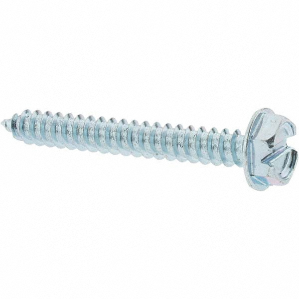 Sheet Metal Screw: #10, Hex Washer Head, Slotted