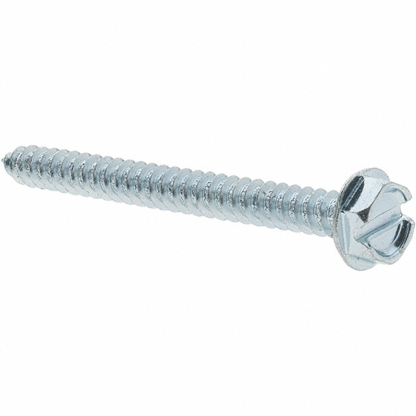 Sheet Metal Screw: #10, Hex Washer Head, Slotted