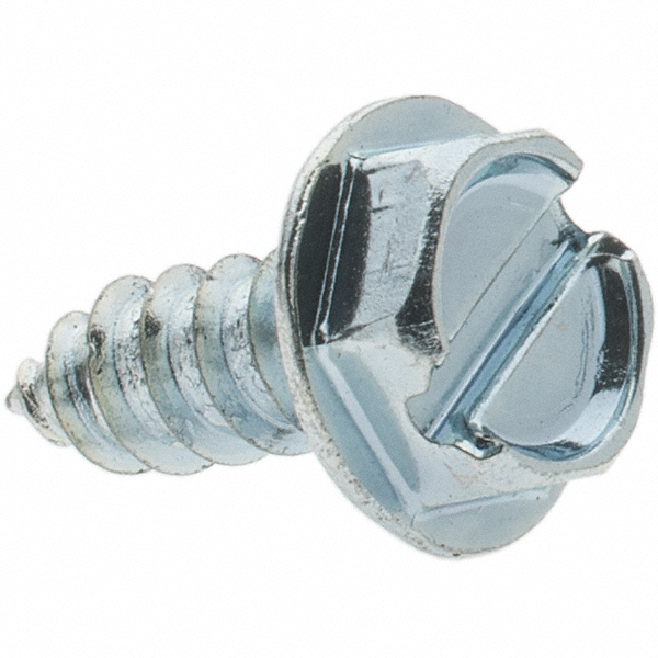 Sheet Metal Screw: #10, Hex Washer Head, Slotted