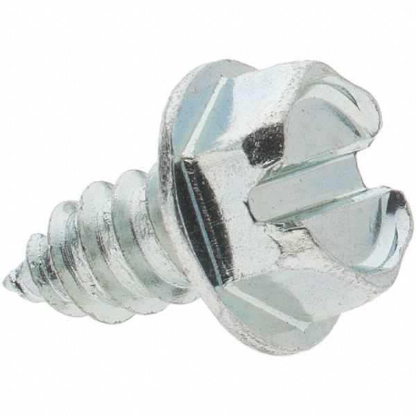 Sheet Metal Screw: 1/4, Hex Washer Head, Slotted