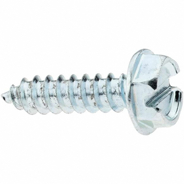 Sheet Metal Screw: #10, Hex Washer Head, Slotted