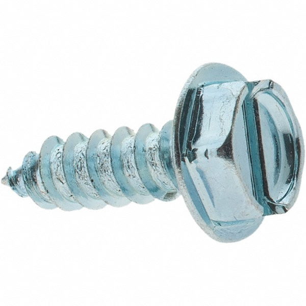 Sheet Metal Screw: #10, Hex Washer Head, Slotted