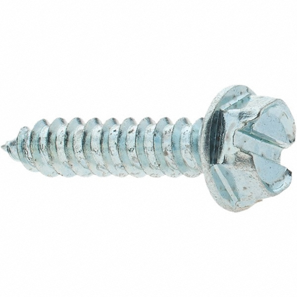 Sheet Metal Screw: #8, Hex Washer Head, Slotted