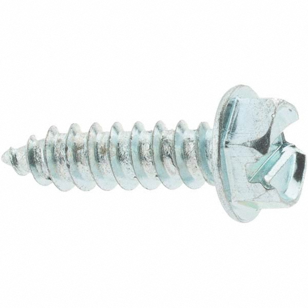 Sheet Metal Screw: #8, Hex Washer Head, Slotted