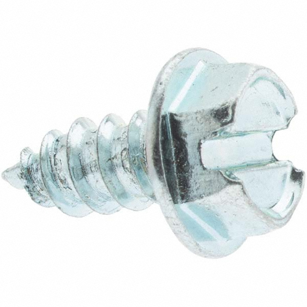 Sheet Metal Screw: #8, Hex Washer Head, Slotted