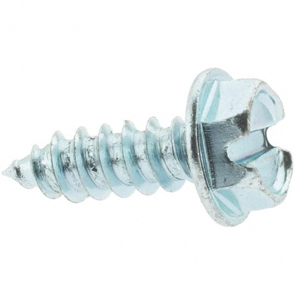 Sheet Metal Screw: #8, Hex Washer Head, Slotted