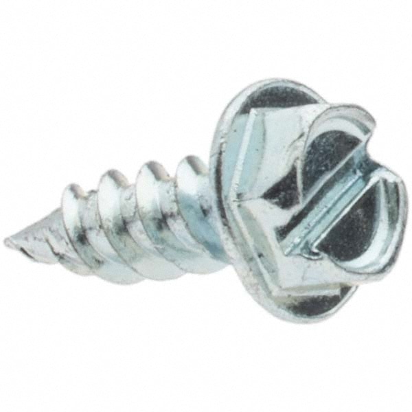 Sheet Metal Screw: #8, Hex Washer Head, Slotted