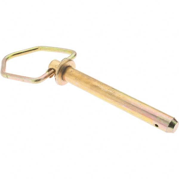 3/8 Pin Diam, 3-1/2 Long, Zinc Plated Steel Ball Lock Hitch Pin