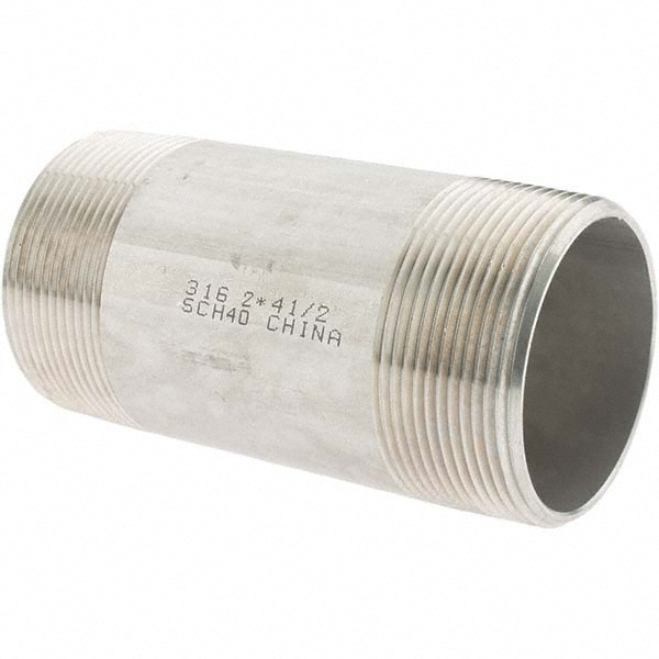 Stainless Steel Pipe Nipple: 2" Pipe, Grade 316 & 316L