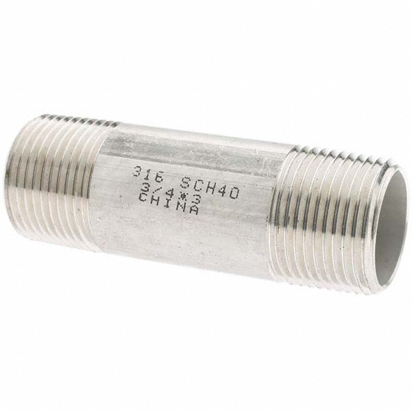 Value Collection Stainless Steel Pipe Nipple 3/4" Pipe, Grade 316 & 316L MSC Industrial
