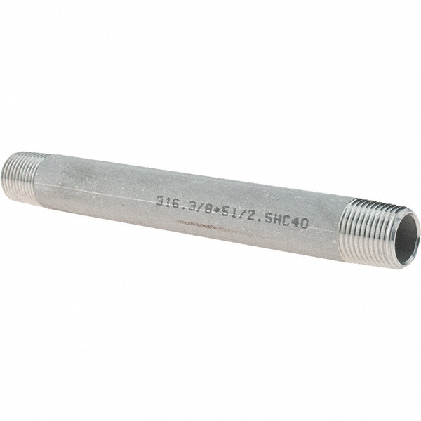 Stainless Steel Pipe Nipple: 3/8" Pipe, Grade 316 & 316L