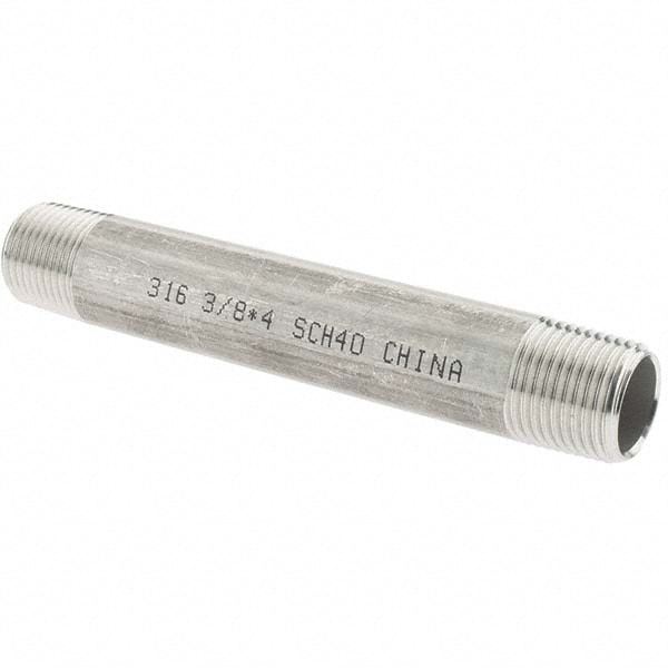Stainless Steel Pipe Nipple: 3/8" Pipe, Grade 316 & 316L