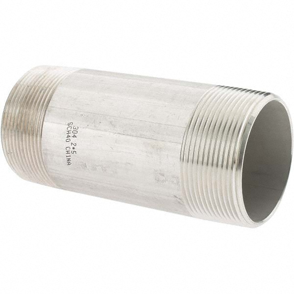 Stainless Steel Pipe Nipple: 2" Pipe, Grade 304 & 304L