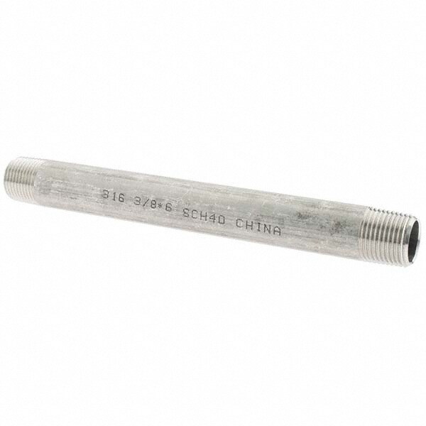 Stainless Steel Pipe Nipple: 3/8" Pipe, Grade 316 & 316L
