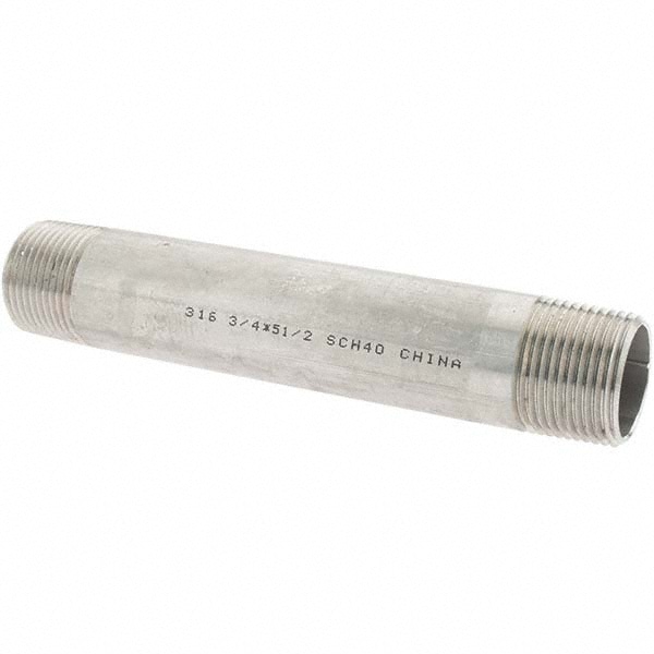 Stainless Steel Pipe Nipple: 3/4" Pipe, Grade 316 & 316L