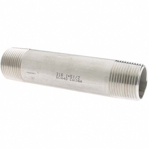 Stainless Steel Pipe Nipple: 1" Pipe, Grade 316 & 316L