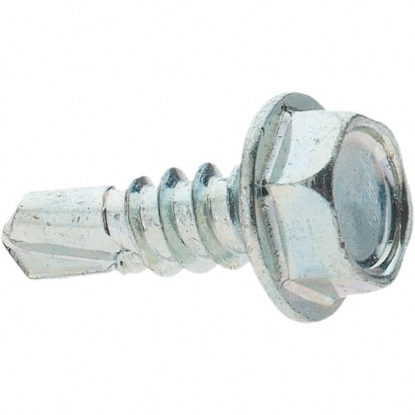 #8, Hex Washer Head, Hex Drive, 1/2" Length Under Head, #2 Point, Self Drilling Screw
