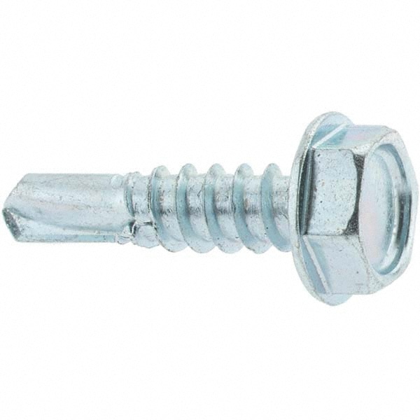 #12, Hex Washer Head, Hex Drive, 3/4" Length Under Head, #3 Point, Self Drilling Screw
