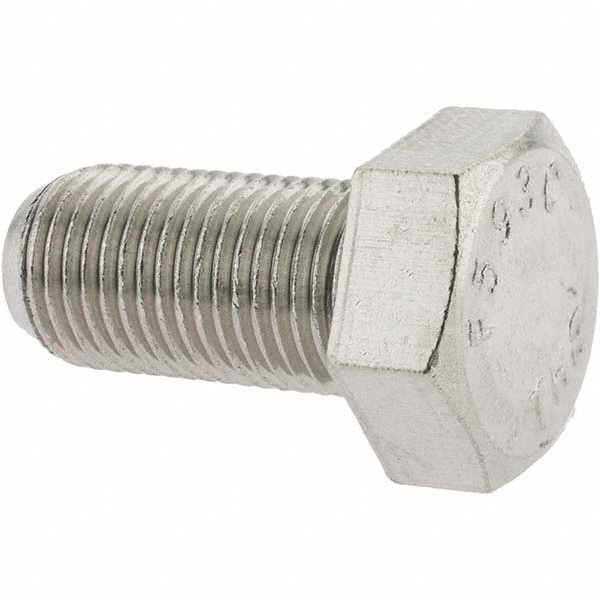 Hex Head Cap Screw: 1/2-20 x 1", Grade 18-8 Stainless Steel