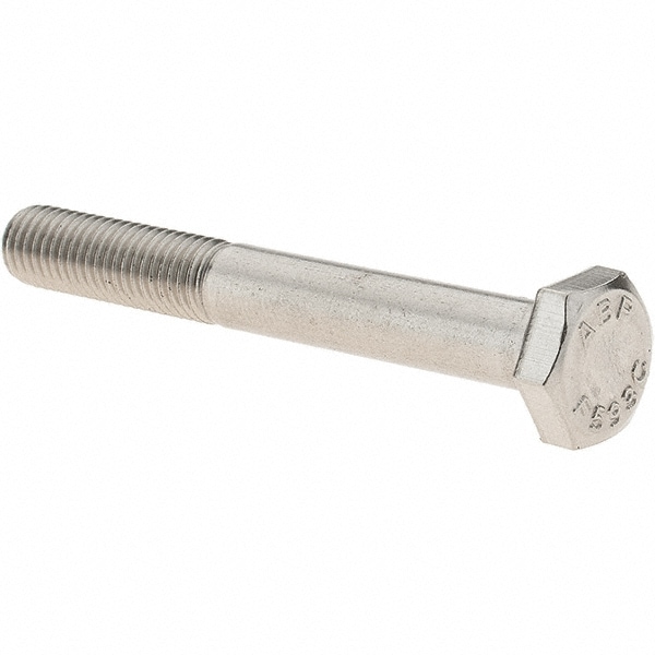 Hex Head Cap Screw: 1/4-28 x 2", Grade 18-8 Stainless Steel, Uncoated