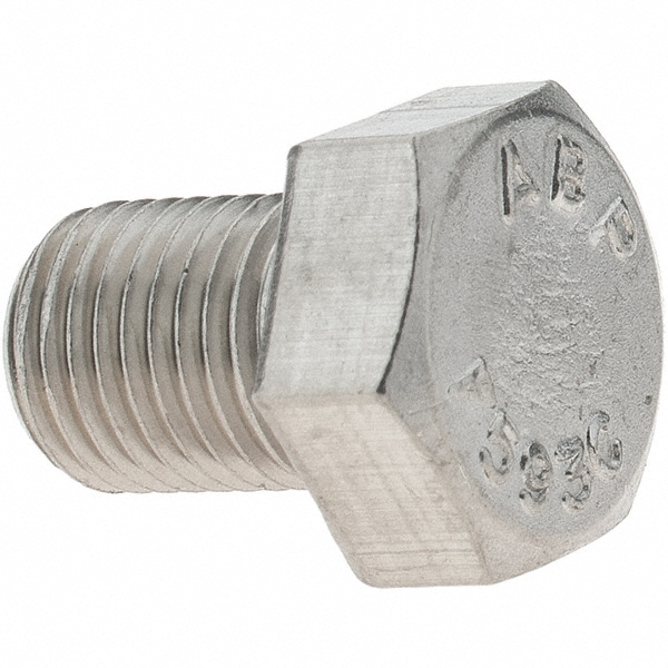 Hex Head Cap Screw: 3/8-24 x 1/2", Grade 18-8 Stainless Steel, Uncoated
