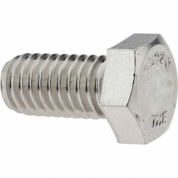 Hex Head Cap Screw: 3/8-16, 3/4" Length Under Head, Grade 18-8 Stainless Steel - 9/16" Hex