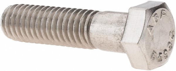 Hex Head Cap Screw: 3/8-16, 1-1/2" Length Under Head, Grade 18-8 Stainless Steel - 9/16" Hex