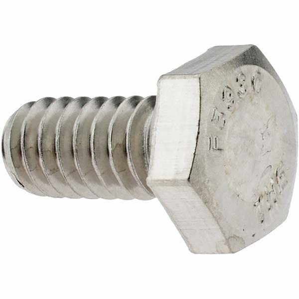 Hex Head Cap Screw: 1/4-20, 1/2" Length Under Head, Grade 18-8 Stainless Steel - 7/16" Hex