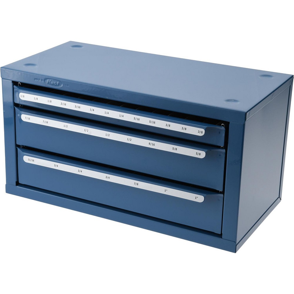 3 Drawer, 1/8 to 1" End Mill Diam, Steel End Mill Storage