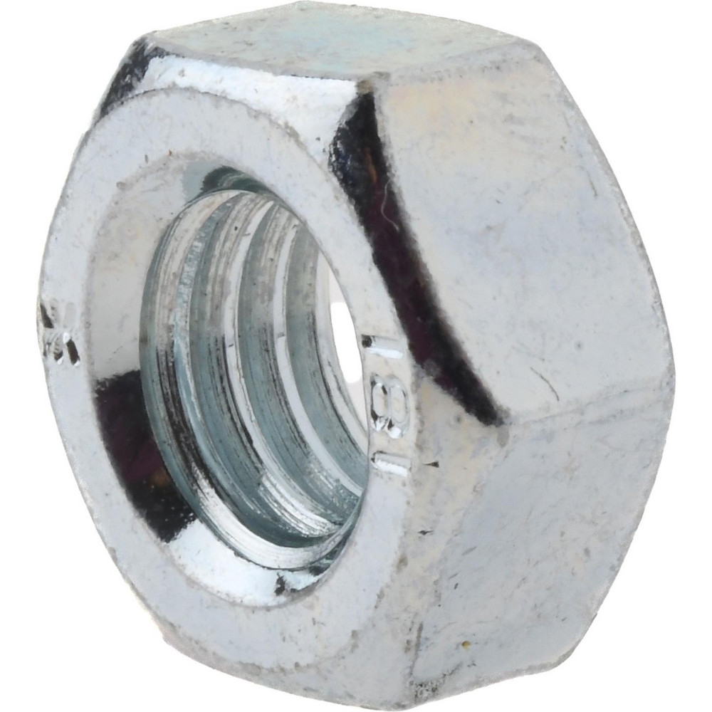 Hex Nut: M8 x 1.25, Class 8 Steel, Zinc-Plated