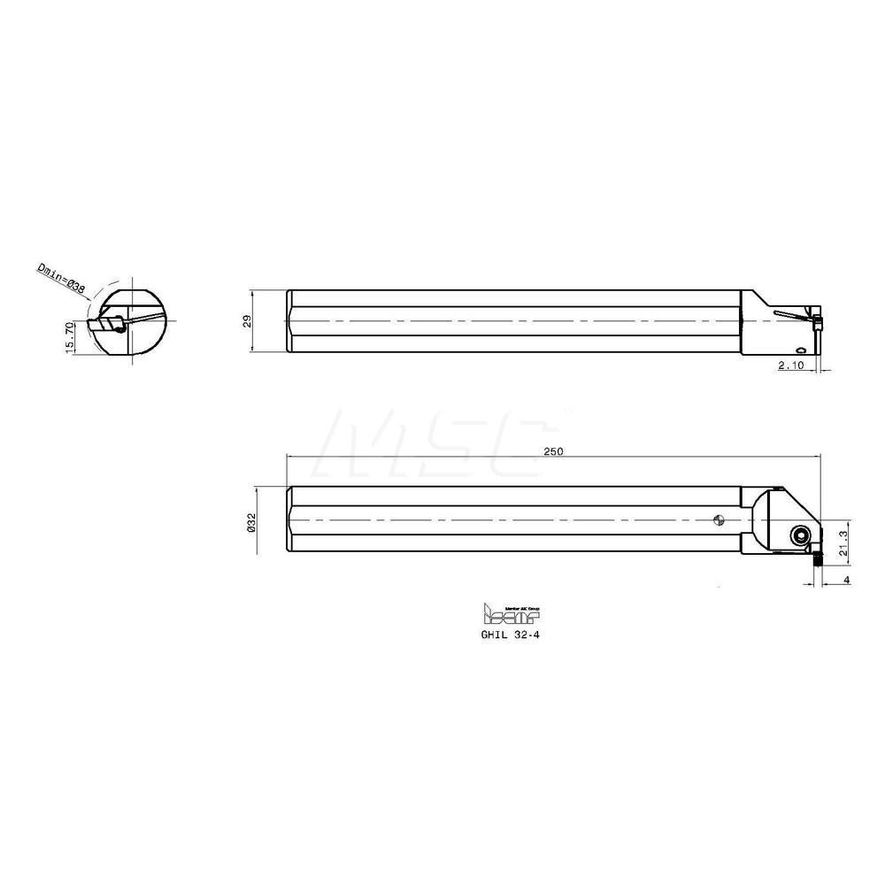 Iscar Indexable Grooving Toolholder GHIL324, Internal, Left Hand