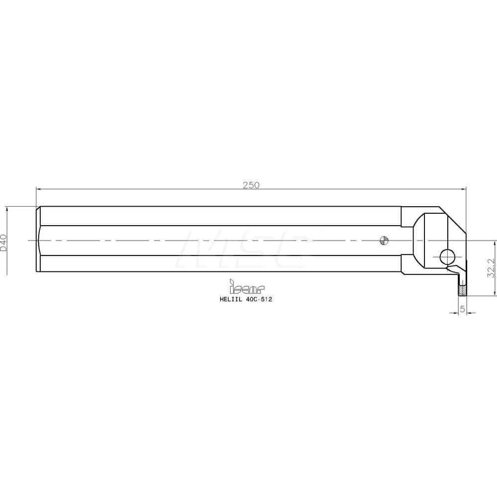 Iscar Indexable Grooving Toolholder: HELIIL40C-512, Internal, Left Hand  45378445 MSC Industrial Supply