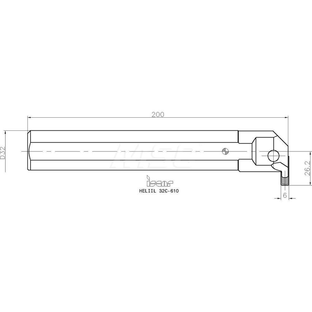 Iscar Indexable Grooving Toolholder: HELIIL32C-610, Internal, Left Hand  45378452 MSC Industrial Supply