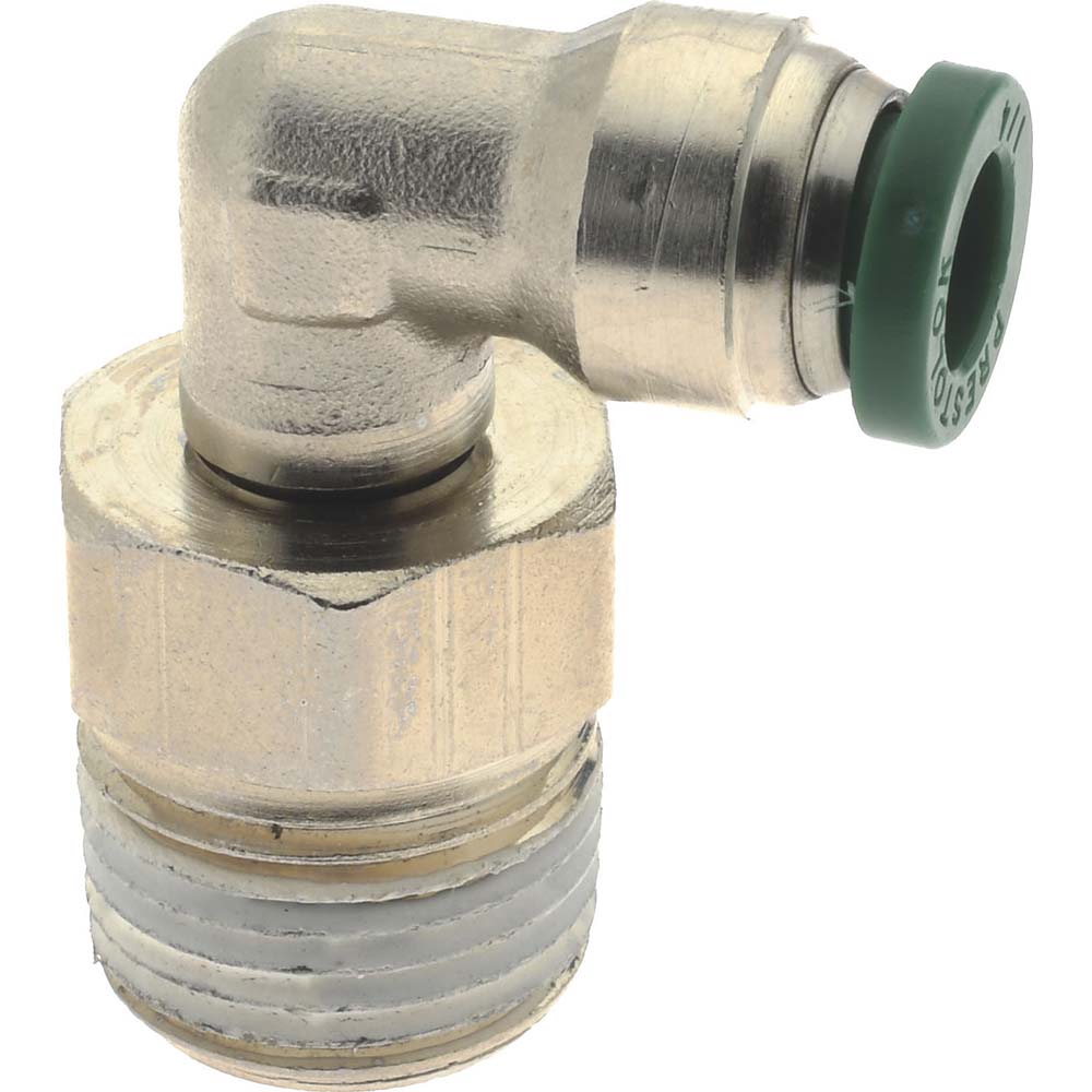Parker 1/4" Outside Diam, 3/8 NPTF, Nickel Plated Brass Pushto